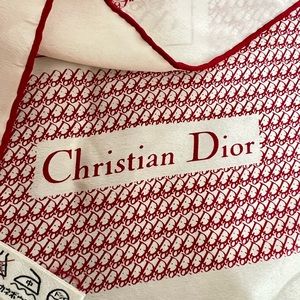 RARE! Vintage Christian Dior Monogram Red Silk Scarf Authentic